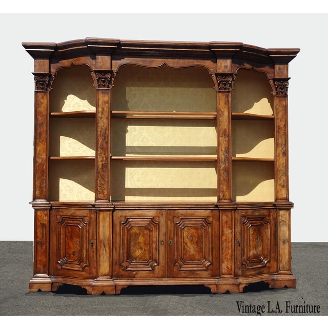 Large Antique 19th Century French Country Burl Wood Hutch China
