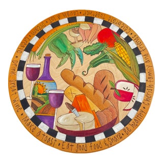 Contemporary Sticks Custom Handcrafted Painted Wood Lazy Susan For Sale