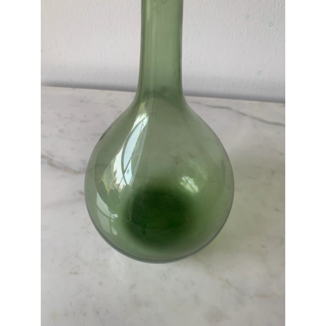 Green 1950s Tall Arthur Percy for Gullaskruf Sweden Smokey Green Glass Vase For Sale - Image 8 of 9