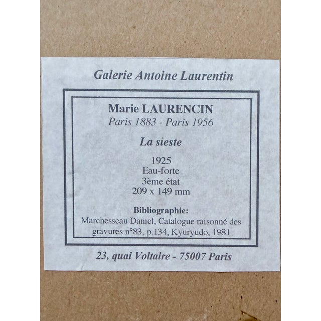 Figurative Marie Laurencin “La Sieste,” 1925 Original French Etching, Framed For Sale - Image 3 of 13