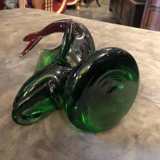 1970s Italian Modern Green and Red Murano Glass Shark For Sale - Image 6 of 12