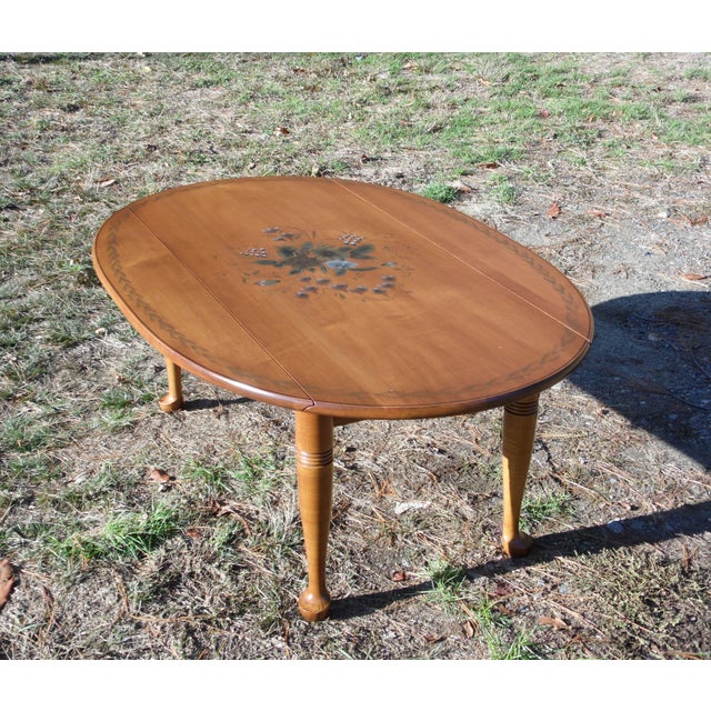 Vintage Solid Maple Hitchcock Harvest Stenciled Saybrook Drop Leaf