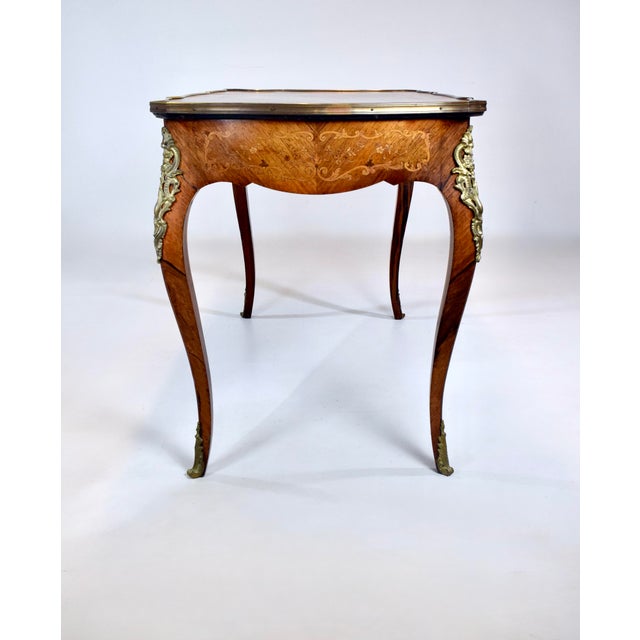 Early 20th Century French Louis XV Style Rosewood Marquetry Writing Table/Desk For Sale - Image 10 of 18