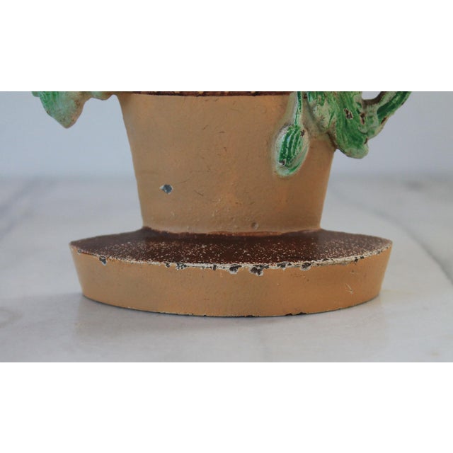 Mid 20th Century Vintage Cast Iron Floral Poppies Basket Doorstop For Sale - Image 5 of 7