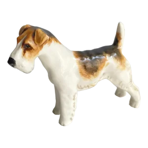 Vintage Royal Worcester Sealyham Terrier Wire Hair Fox Terrier Bone China Miniature Dog Figurine
