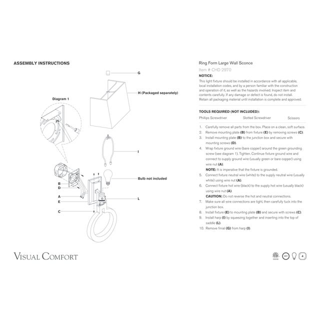 Modern Chapman & Myers for Visual Comfort Signature Ring Form Large Wall Sconce in Alabaster with Linen Shade For Sale - Image 3 of 4