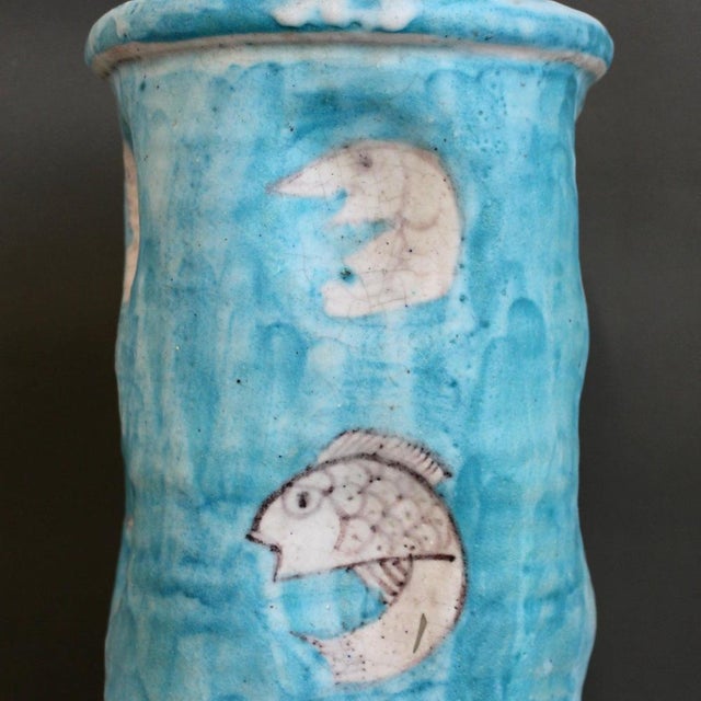 Italian Blue Ceramic Umbrella Stand from C.A.S. Vietri, 1950s For Sale - Image 13 of 18