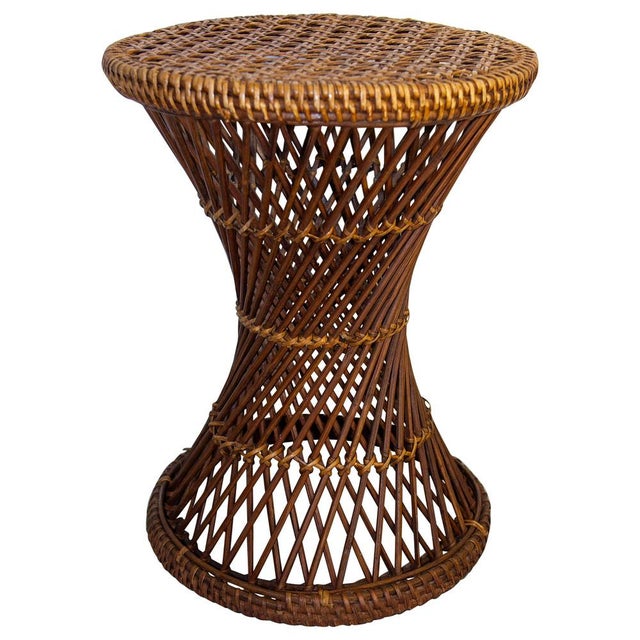 French Wicker Diabolo Stool in Wicker, 1970 For Sale - Image 10 of 10