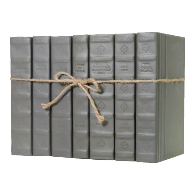 Decorative Books - Smoke Rebound Leather - 1 Foot of Grey Books For Sale