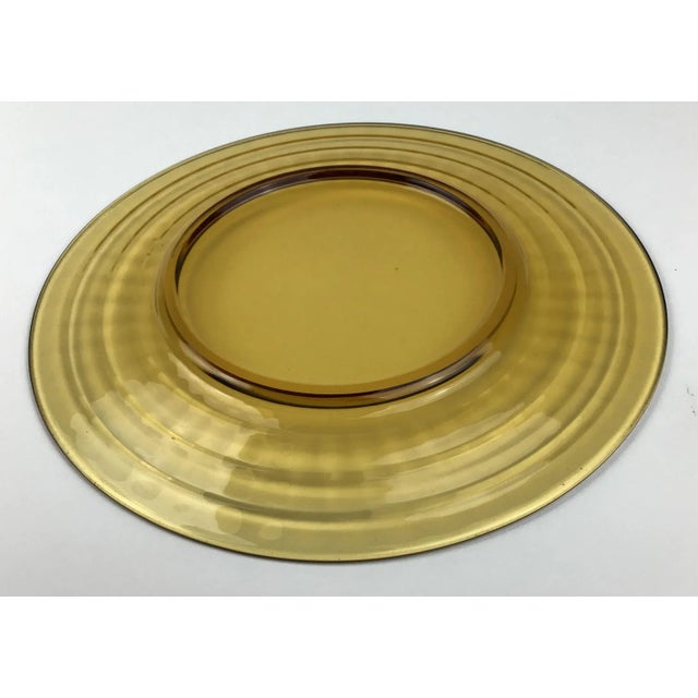 1940s Art Deco Amber Cut Glass Salad or Dessert Plates - a Pair For Sale - Image 4 of 7