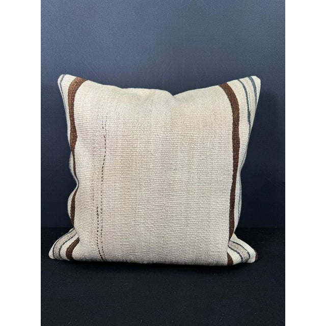 Turkish Hemp Pillow Cushion Natural Beige Brown Cushion Cover 20x20 For Sale - Image 4 of 4