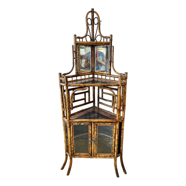 Rare Bamboo & Lacquer Corner Cabinet, Perret & Vibert c.1870 For Sale