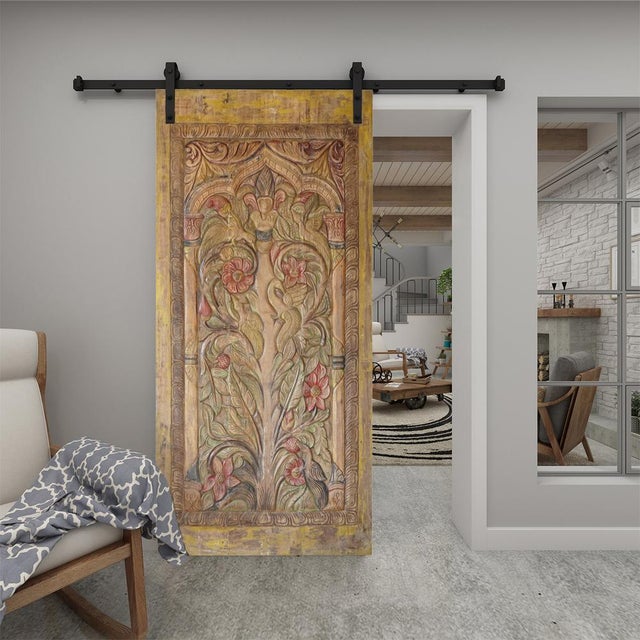 Mid-Century Modern Vintage Carved Door, Tree of Life Wall Art, Home Decor 84x41 For Sale - Image 3 of 8
