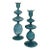 Blue Swirl Glass Candlestick, Large, Set of 2 For Sale