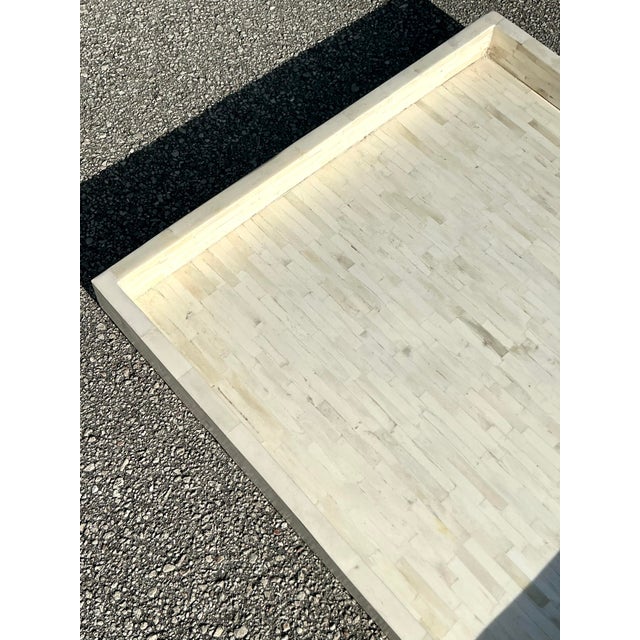 This monumental vintage tessellated bone tray is a striking example of 1970s Organic Modernism. Crafted with a...