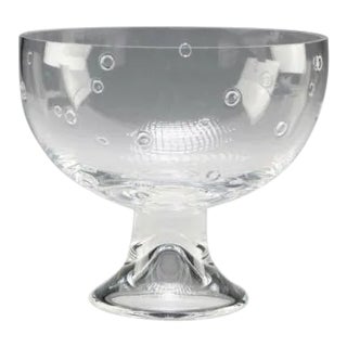 Legendary Steuben Glass Joel Smith c.1999 Designed Bubble Bowl-Signed Etched Clear Hand Made Art Glass For Sale