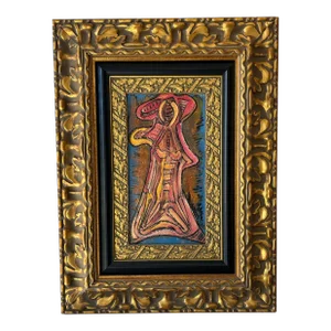 Alexander Gore Russian Abstract Acrylic Painting in Gold Frame Signed and Dated