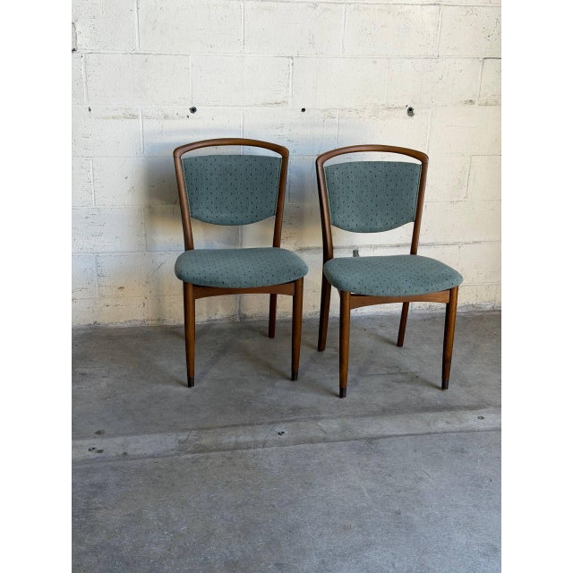 Vintage Danish Teak Dining Chairs Set of 2 Mid Century Modern Upholstered Chairs For Sale - Image 10 of 10