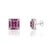 Contemporary Art Deco Natural Ruby & Diamond Square Stud Earrings in Sterling Silver, A Pair For Sale - Image 3 of 12