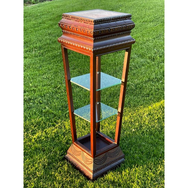 Stunning 19th century plant stand with a gorgeous rose marbled top. Original heavy glass shelves. Excellent condition,...