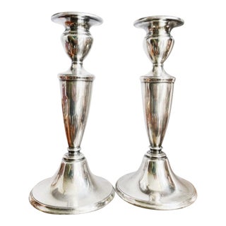 Pair of 1930 Silver Plated Candlesticks From the Boca Grand Hotel in Florida For Sale