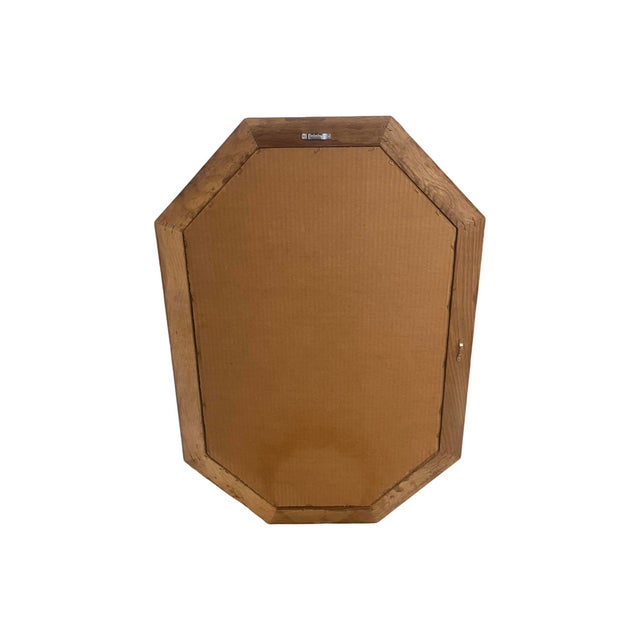 Vintage Octagon Wall Mirror: 1980s Postmodern Leaf Design, Windsor Oak Frame For Sale - Image 12 of 12