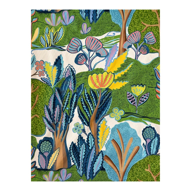 Thibaut F945009 Albero Green and Blue Cotton Chintz Fabric 5 Yards For Sale