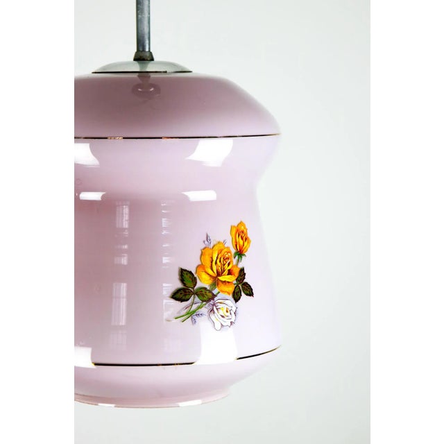 Small Violet Glass Pendant Lamp from EMI, 1940s For Sale - Image 4 of 13