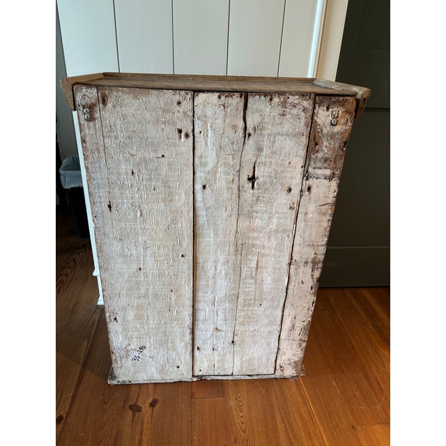 19th Century Primitive French Pine Hanging Cabinet, Original Painted Interior For Sale - Image 13 of 16
