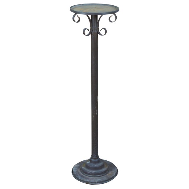 Industrial Telescoping Adjustable Iron & Brass Pedestal Stand Candle Holder 63" For Sale - Image 9 of 9