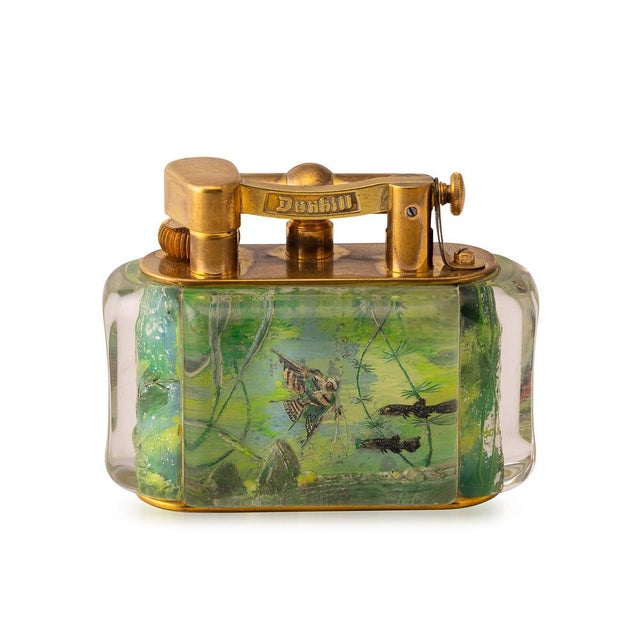 Vintage Tropical Aquarium Table Lighter from Dunhill, 1950 For Sale - Image 3 of 18