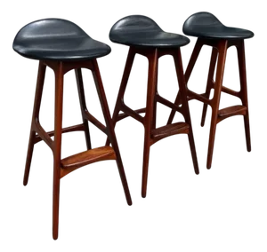 Danish OD61 Bar Stools by Erik Buck for Oddense Mobelfabrik, 1960s, Set of 3