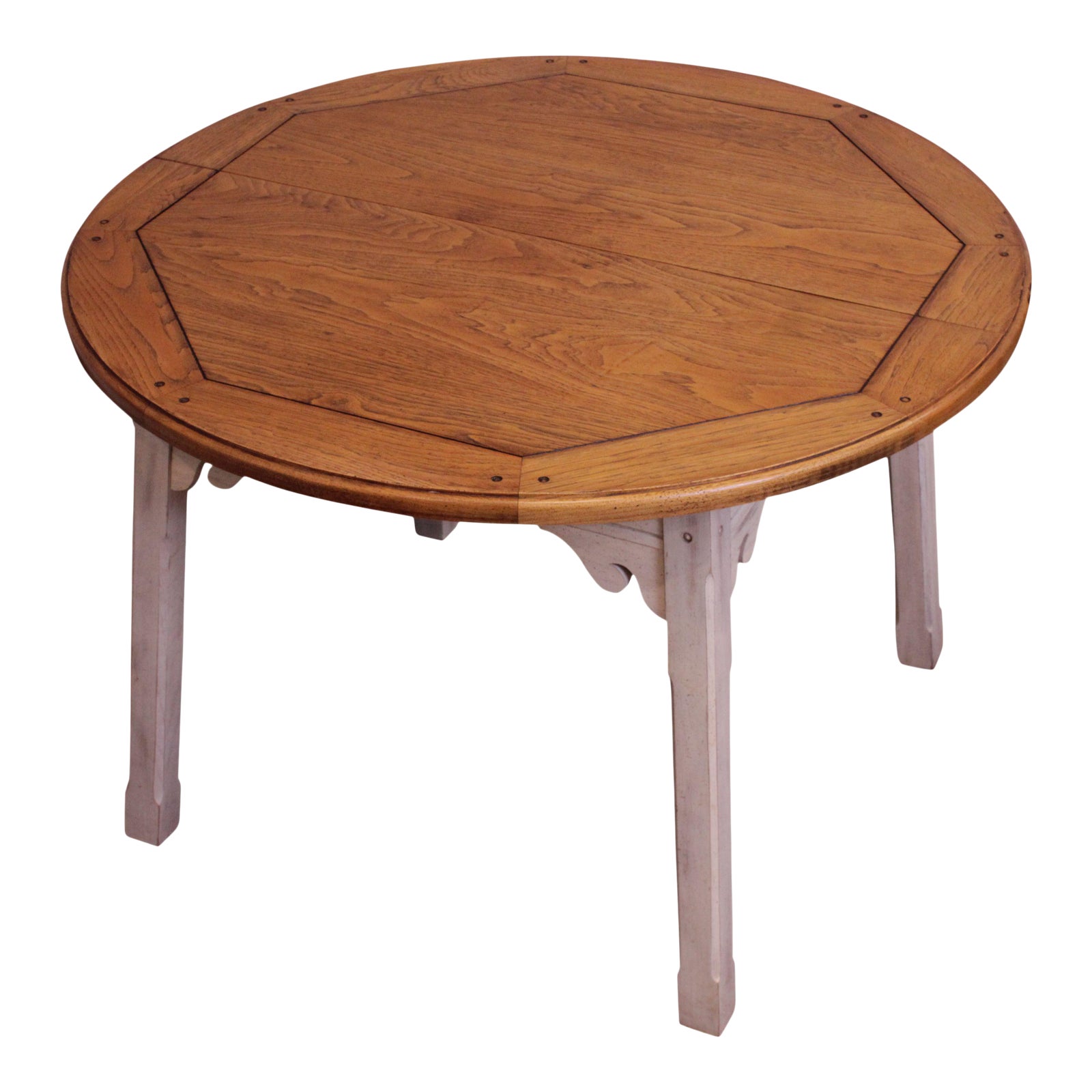 Thomasville Country Style Round Dining Table, White Painted Chairish