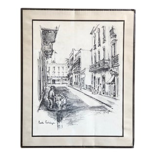 Mid-20th Century P. Sigal Lithograph of Calle Fortaleza, Puerto Rico For Sale