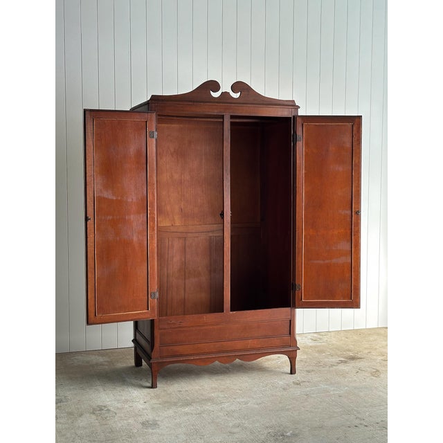Late 19th Century Antique Mahogany Wardrobe Armoire With Original Mirrors For Sale - Image 9 of 16