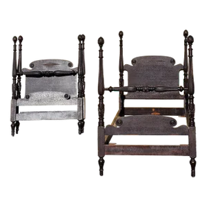 Foote-Reynold Co. 1920s Mahogany and Walnut Semi-Poster Twin Size - Pair
