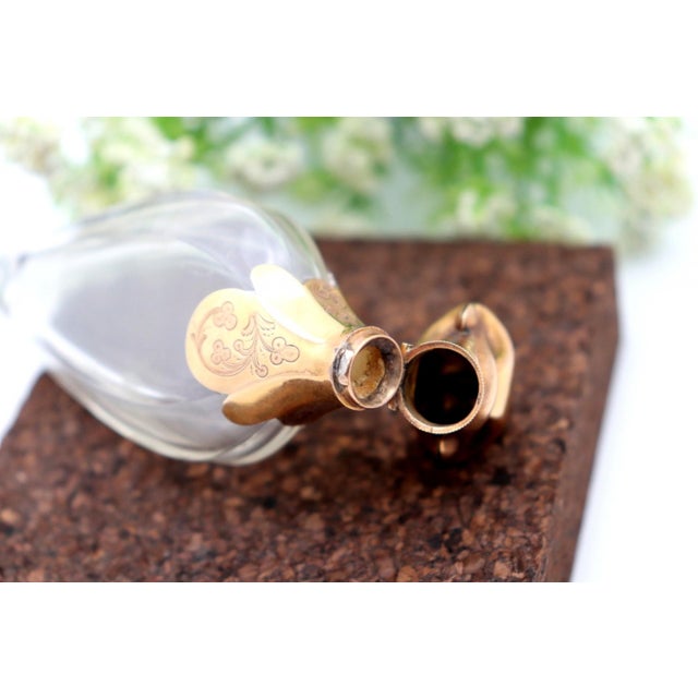 Glass Perfume Bottle with Gold Applications For Sale - Image 3 of 7