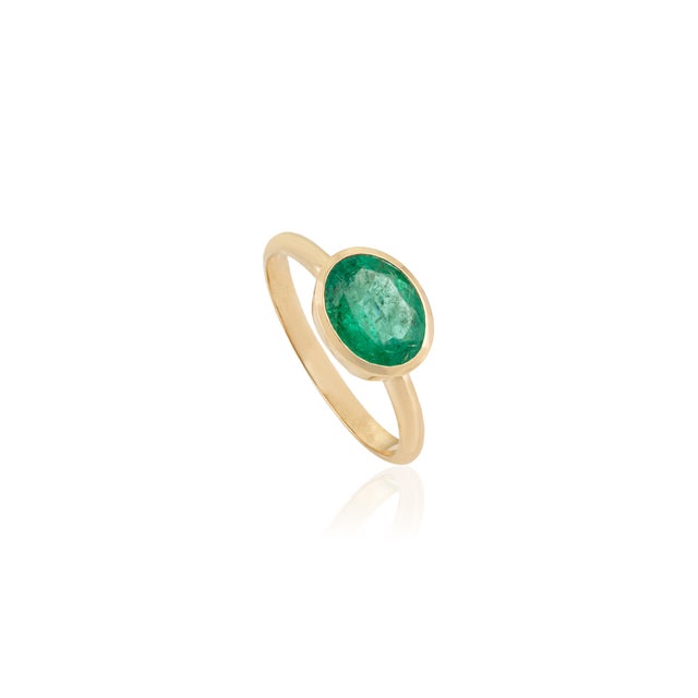 1.64ct Natural Zambian Emerald Bezel Set Solitaire Ring in 18k Yellow Gold Size 6.5 For Sale - Image 4 of 16