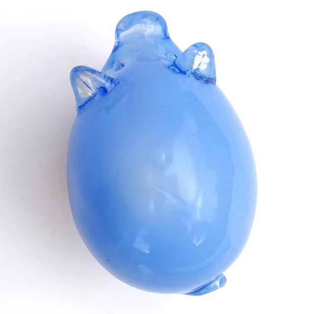 Sky Blue Murano Seguso Vetri d'Arte Vintge Opal Sky Blue Italian Art Glass Pig Figurine Sculpture With Origial Label For Sale - Image 8 of 8