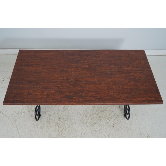 Traditional Scrolled Iron Base Coconut Top Dining Room Table For Sale - Image 3 of 14