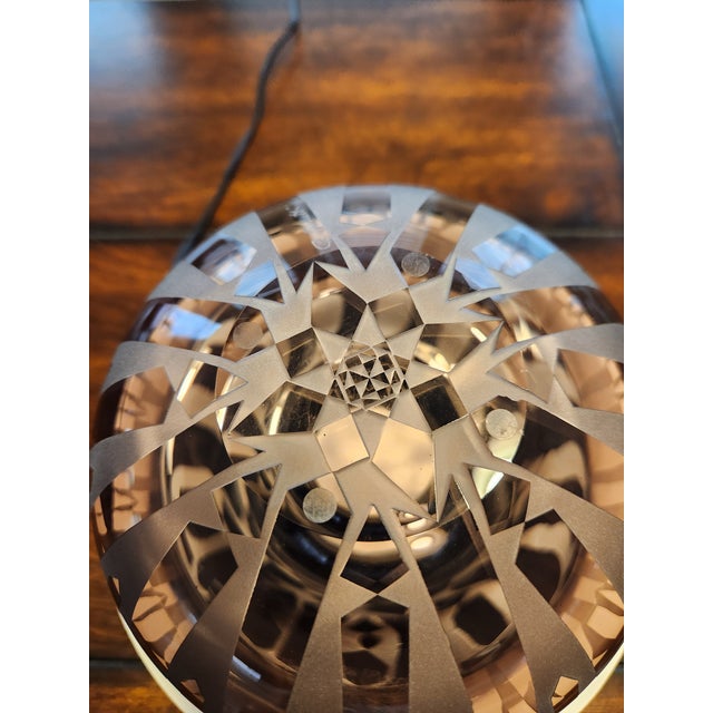 Mid 20th Century Signed Gary Genetti Studio Art Glass Cameo Overlay Geometric Rose Bowl Vase, C. 1987 For Sale - Image 5 of 6
