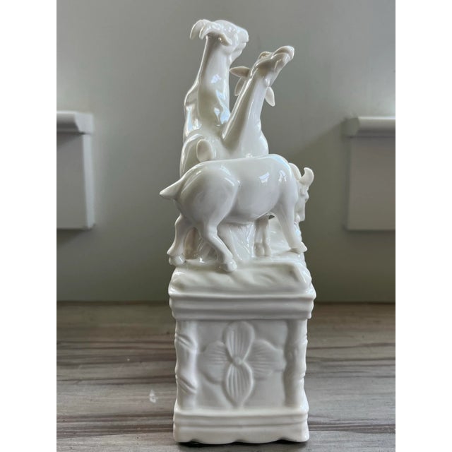 Vintage Blanc De Chine “Three Auspicious Goats” Ceramic Figure For Sale - Image 12 of 12
