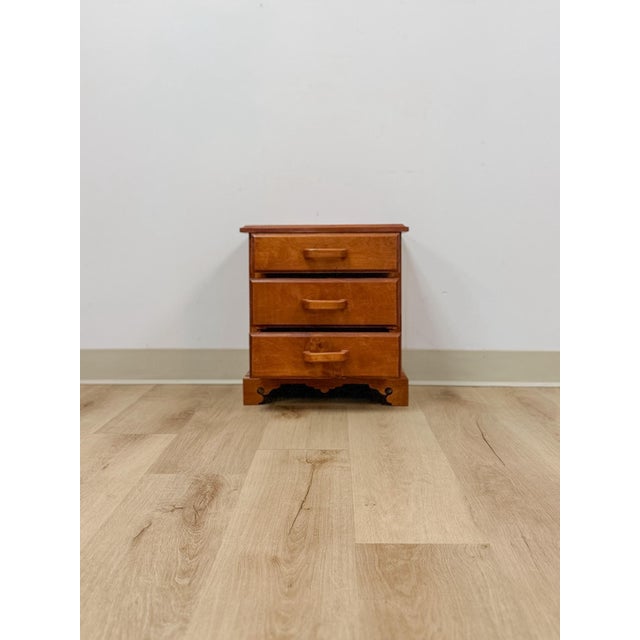 Vintage Mini Dresser Tiger Engraved Top Three Drawer Transitional Primitive For Sale - Image 9 of 14