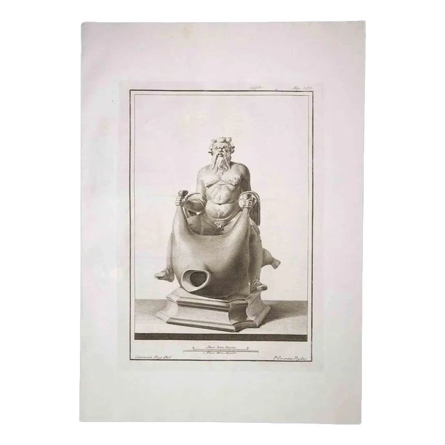 Pietro Campana, Dionysus, Ancient Roman Statue, Original Etching, 18th-Century For Sale