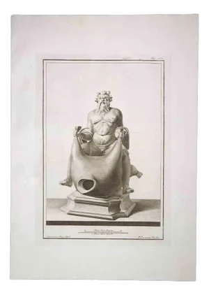 Pietro Campana, Dionysus, Ancient Roman Statue, Original Etching, 18th-Century