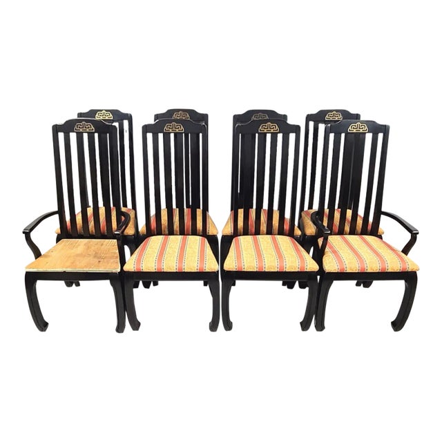 Solid Wood Ming Chinoiserie Dining Chairs - Set of 8 For Sale