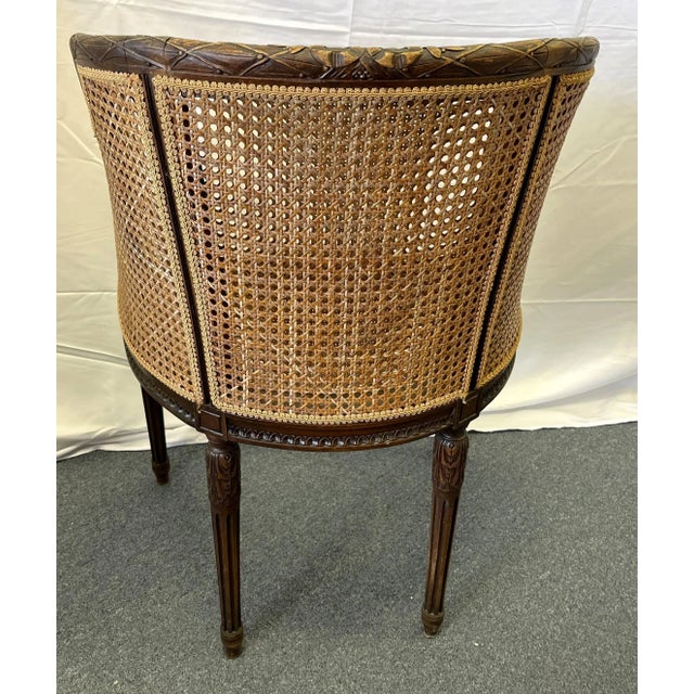 Early 20th Century French Cane and Carved Wood Occasional Chair For Sale In West Palm - Image 6 of 13