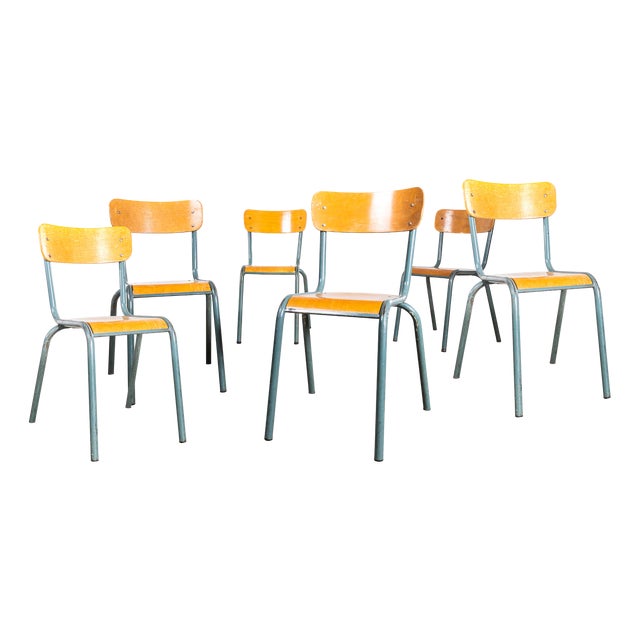 Stacking Dining Chairs with Wide Back Rest from Mullca, 1950s, Set of 6 For Sale