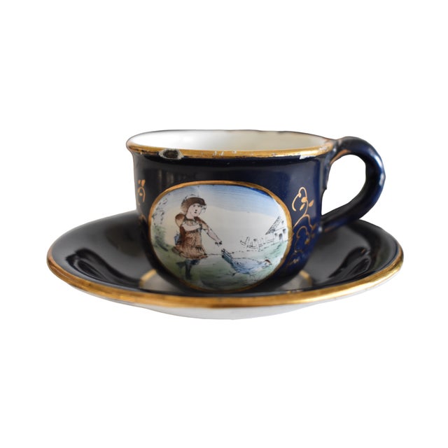 Metal Antique German Enamel Child's Tea Set For Sale - Image 7 of 13