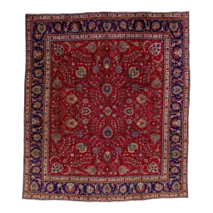 1960s Vintage Persian Tabriz Red Handmade Floral Wool Rug